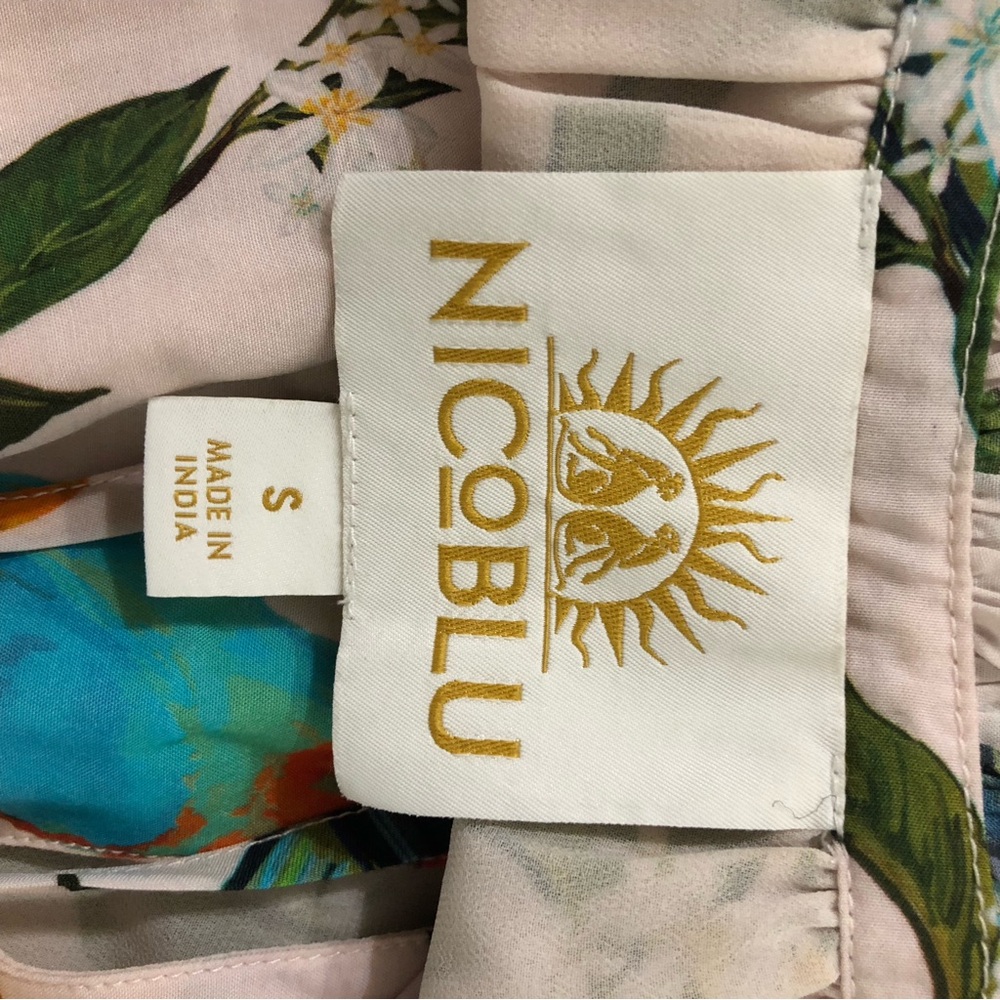 Nicoblu Halter Dress with Tropical Parrot Lemon Print Size Small - Picture 7 of 7